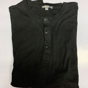 Men's Long Sleeve Black Henley. Large